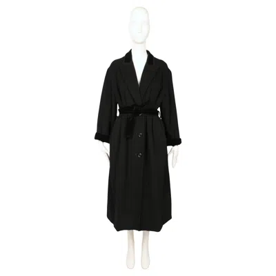 Pre-owned Jean Paul Gaultier 1997  Black Mohair Wool Robe Coat - Velvet Trim & Large Slit