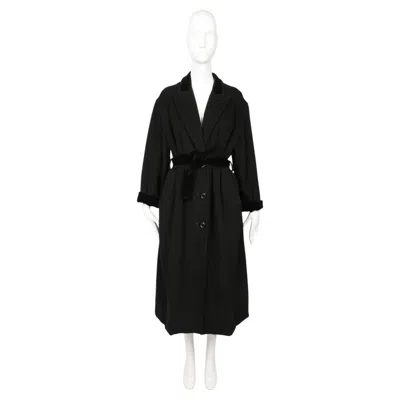 Pre-owned Jean Paul Gaultier 1997  Black Mohair Wool Robe Coat - Velvet Trim & Large Slit