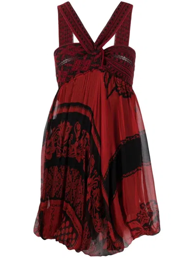 Pre-owned Jean Paul Gaultier 2000s Abstract-print Halterneck Dress In Black
