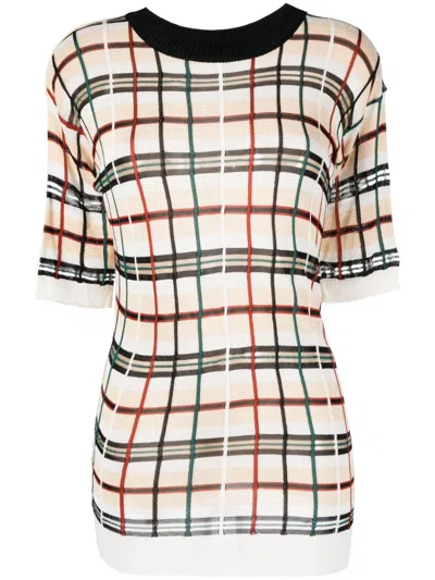 Pre-owned Jean Paul Gaultier 2000s Check-pattern Knitted Top In Neutrals