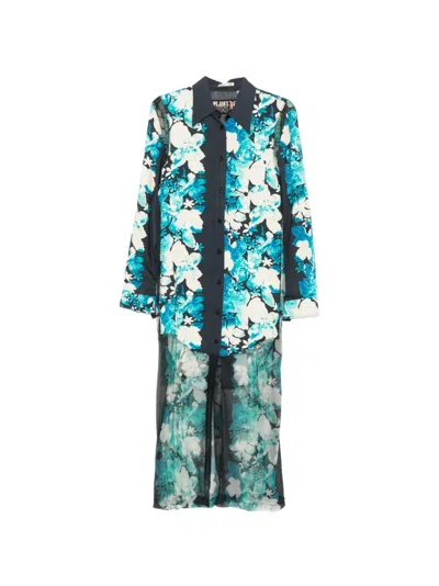 Pre-owned Jean Paul Gaultier 2000s Floral-print Midi Dress In Blue