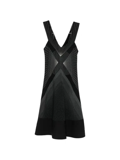 Pre-owned Jean Paul Gaultier 2000s Geometric-print Sleeveless Dress In Black