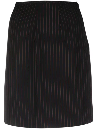 Pre-owned Jean Paul Gaultier 2000s High-waisted Striped Miniskirt In Black