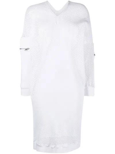 Pre-owned Jean Paul Gaultier 2000s Mesh-panelled Sweatshirt Dress In White