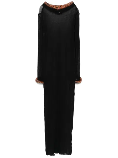 Pre-owned Jean Paul Gaultier 2000s Semi-sheer Maxi Dress In Black