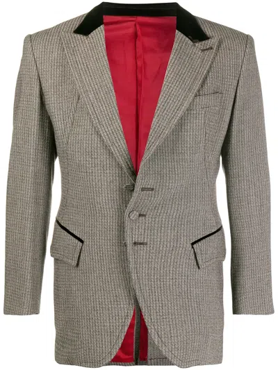 Pre-owned Jean Paul Gaultier 2000s Velvet-trim Blazer In Grey