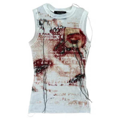 Pre-owned Jean Paul Gaultier 2002 Vintage Mesh Tank Top Jpg Tee T-shirt Eyelash In Gray