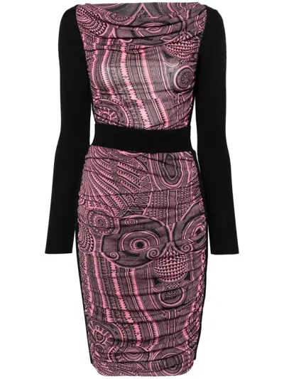 Pre-owned Jean Paul Gaultier 2010s Graphic-print Two-piece Dress In Black