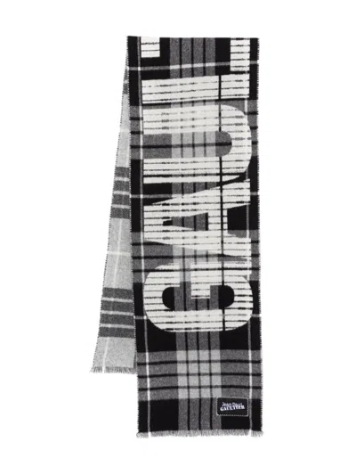 JEAN PAUL GAULTIER TARTAN WOOL SCARF WITH "GAULTIER" LOGO