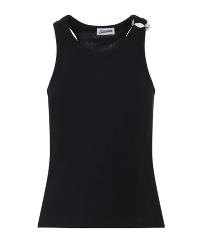 Jean Paul Gaultier Ribbed Tank Top With Overall Buckles Black