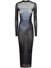 Jean Paul Gaultier Le Male Printed Mesh Long-sleeve Maxi Dress In Blue