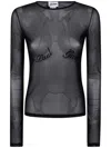 Jean Paul Gaultier Womens Velvet-branding Long-sleeves Stretch-woven Top Black In Black  