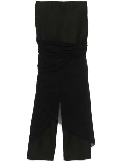 JEAN PAUL GAULTIER TAILORED PANT WITH MESH SARONG,25.34.F.PA189.C084 00 BLACK