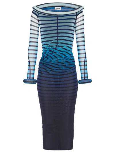 Jean Paul Gaultier 3d Collar Cuff Dress Woman Black And Blue