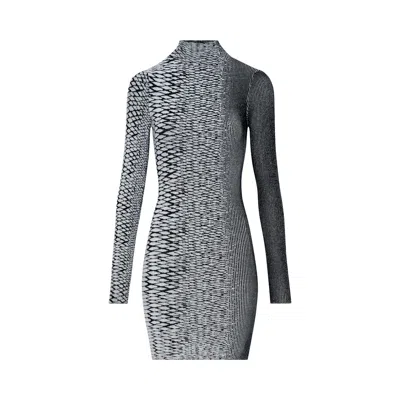 Pre-owned Jean Paul Gaultier 3d Snake Skin Knitted Long-sleeve Short Dress 'black/ecru' | Women's Size S