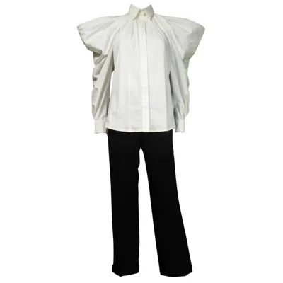 Pre-owned Jean Paul Gaultier A  Couture Blouse And Pants Set Spring Summer Collection 2014 In Gray