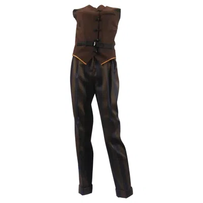 Pre-owned Jean Paul Gaultier A Jean-paul Gaultier Femme Two-pieces Wool Suit Circa 2000 In Black