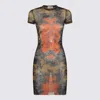 Jean Paul Gaultier Medallion Mesh Mini Dress In Brown