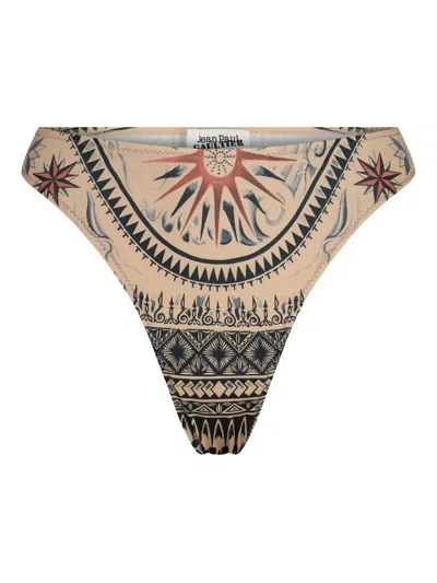 Jean Paul Gaultier Abstract-pattern Bikini Bottom In Neutral