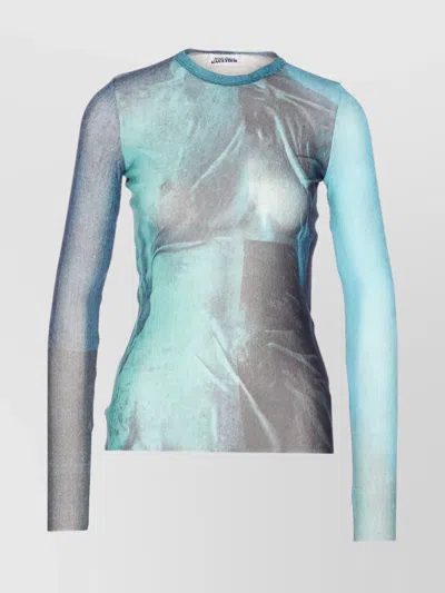 JEAN PAUL GAULTIER ABSTRACT PRINT FITTED KNITWEAR LONG SLEEVE TOP