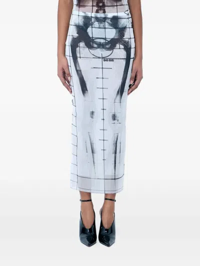 JEAN PAUL GAULTIER ABSTRACT-PRINT MIDI SKIRT