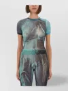 Jean Paul Gaultier Abstract Print Sheer Fabric Top In Green