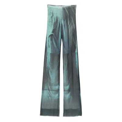 Jean Paul Gaultier Metallic-effect Trousers In Blue