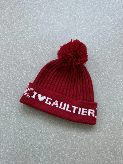 Pre-owned Jean Paul Gaultier Acrylic Snowflakes Red Hat Unisex