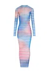 Jean Paul Gaultier Long Dress Stripe Air In Blue