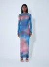 Jean Paul Gaultier Mesh Striped Bodycon Maxi Dress