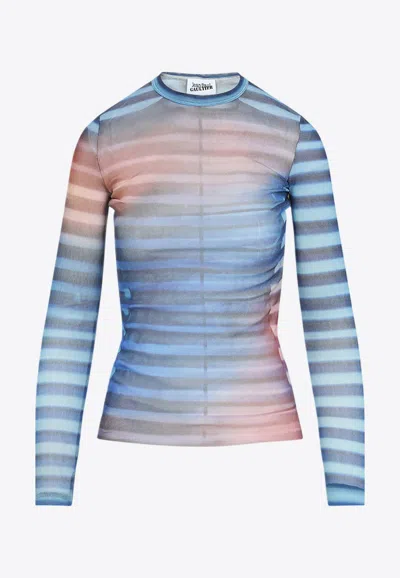 JEAN PAUL GAULTIER AIR MESH PRINTED LONG-SLEEVED TOP