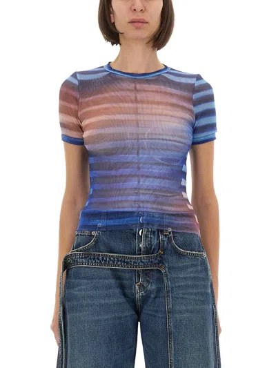 Jean Paul Gaultier "air" Mesh T-shirt In Blue