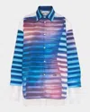 Jean Paul Gaultier Air-print Layered Button-down Shirt