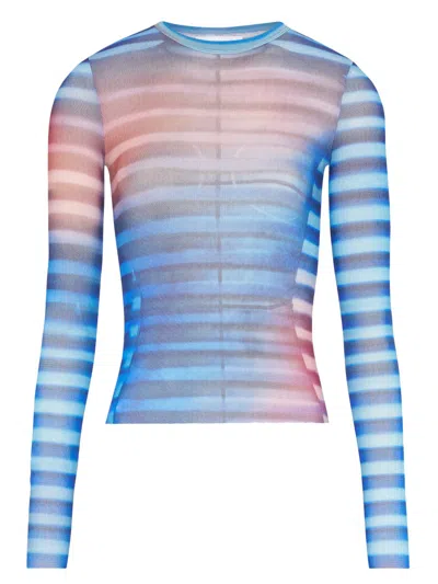 JEAN PAUL GAULTIER JEAN PAUL GAULTIER AIR PRINT MESH LONG SLEEVE SHIRT
