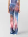 Jean Paul Gaultier Air Stripe High Waist Flared Pants In Multi