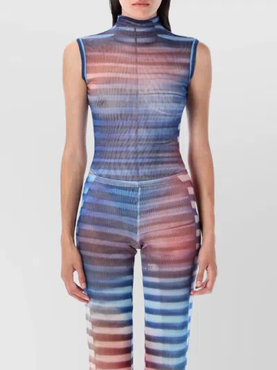 JEAN PAUL GAULTIER AIR STRIPE SHEER TULLE TOP