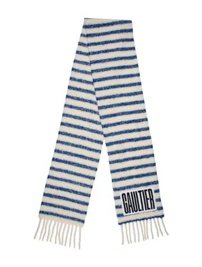Pre-owned Jean Paul Gaultier Alpaca Striped Scarf In White