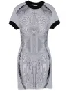 Jean Paul Gaultier Short Dress In Black And White Striped Jacquard Viscose In 黑色