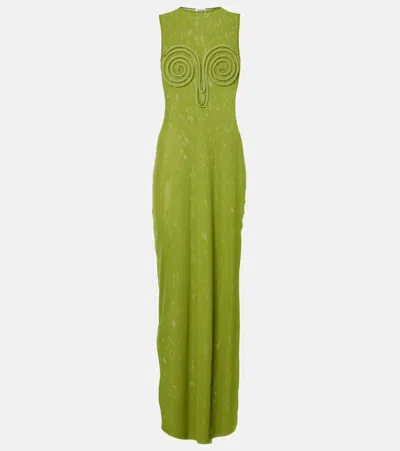 Jean Paul Gaultier Maxikleid Aus Mesh In Grün