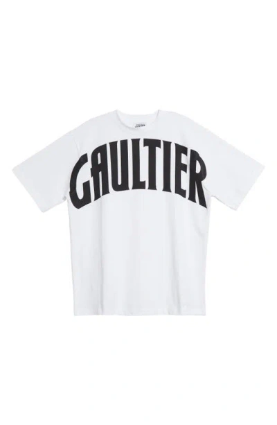 Jean Paul Gaultier Arc Logo Cotton Graphic T-shirt In White/ Black