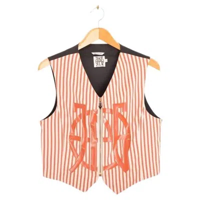 Pre-owned Jean Paul Gaultier Archival 1990's  Orange Striped Jpg Logo Vest Waistcoat - Top