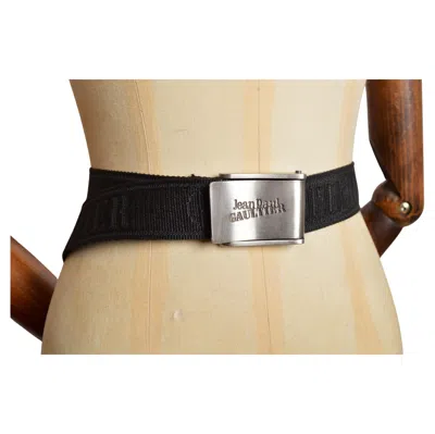 Pre-owned Jean Paul Gaultier Archival  Chrome & Canvas Jacquard Waist Belt In Sand
