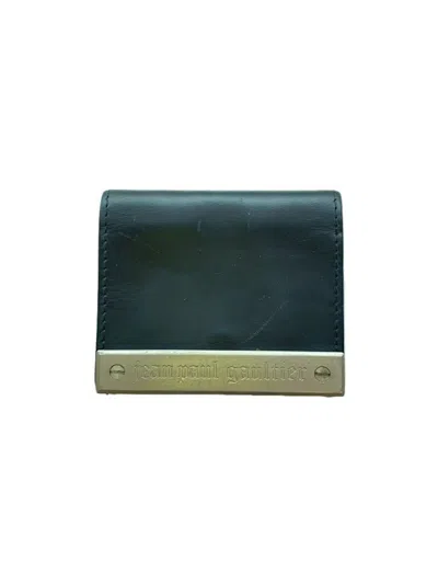 Pre-owned Jean Paul Gaultier Archive Leather Plated Logo Coin Case Wallet In Black