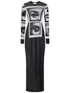 Jean Paul Gaultier Eyes And Lips Printed Mesh Maxi Dress In Black