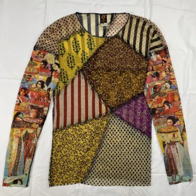 Pre-owned Jean Paul Gaultier Asian Patchwork Elastic Mesh Top Vintage In Multi