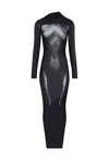 Jean Paul Gaultier Asymetric Collar Long Dress Woman Black And Silver In Black