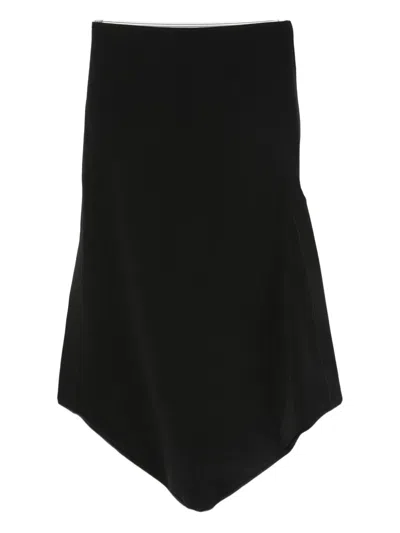 Jean Paul Gaultier Asymmetric Midi Skirt In Black