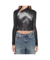 Jean Paul Gaultier Body Dust Crop Top Woman Black And Silver In Black