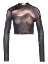 Jean Paul Gaultier Women Body Dust Print Asymmetric Crop Top In Black
