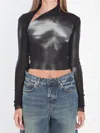 Jean Paul Gaultier Asymmetric Printed T-shirt In Black